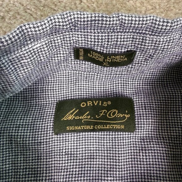 Charles F Orvis Signature Collection Linen Button Down Shirt XL Gray E717 - Picture 3 of 7